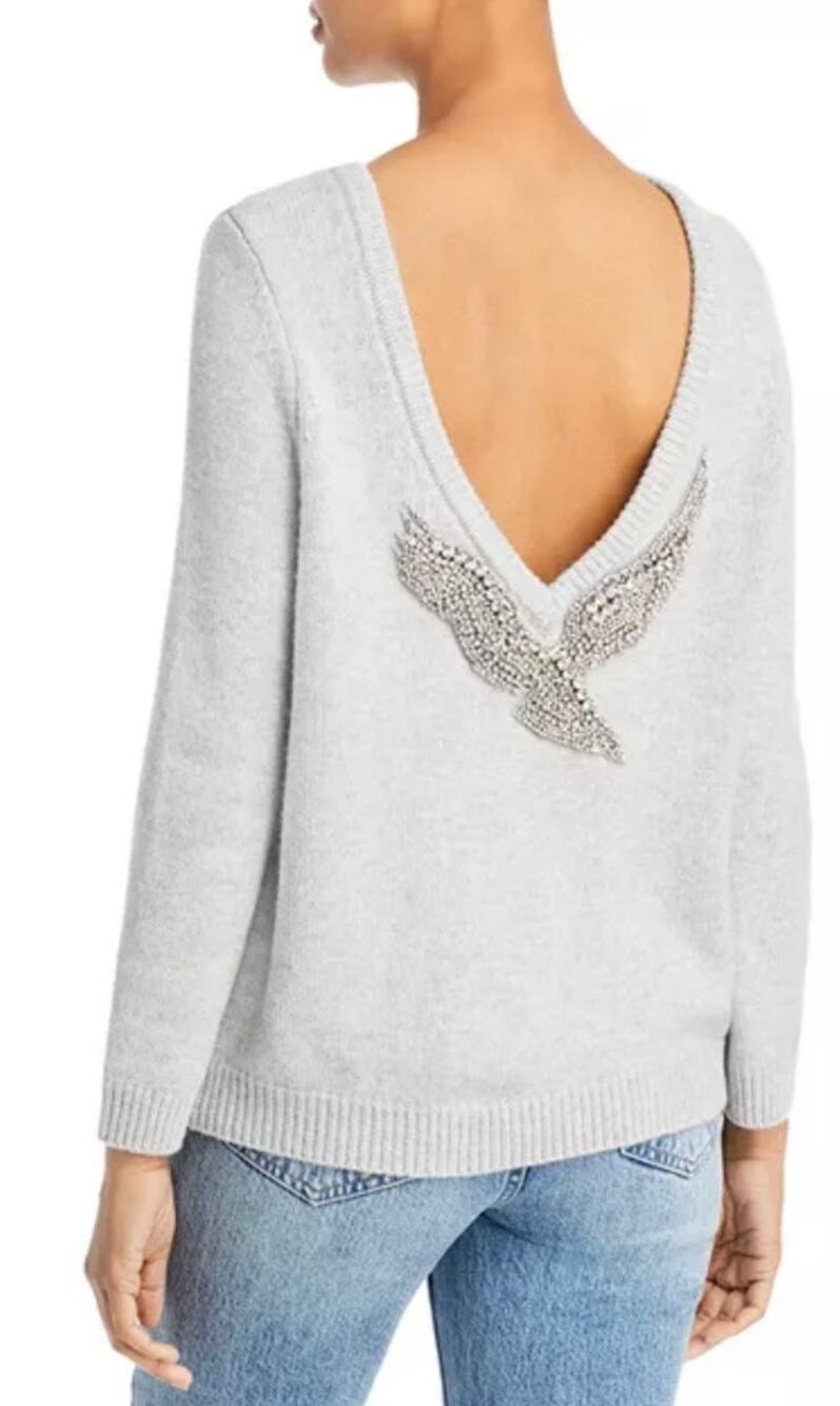 ba&sh Opium Rhinestone Embellished V-Back Wool Sweater